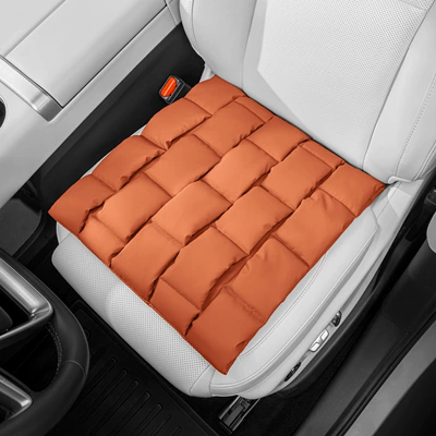 Universal four-season non-slip and wear-resistant Nappa leather car seat cushion, office bubble seat cushion, automotive accessories (Seat cushion, seat cover) - front-seat-cushion-emma-orange-single-pack