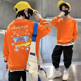 男童卫衣春秋2025新款帅气炸街小中大童休闲套头长袖T恤上衣秋装