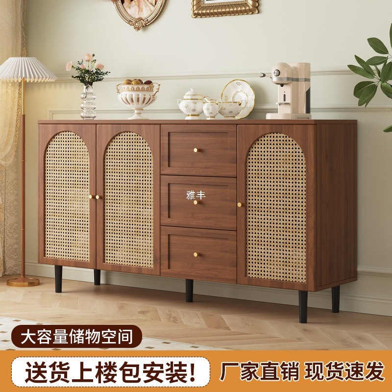 餐边柜法式简约现代藤编储物柜子家用餐厅茶水柜厨房收纳橱柜边柜|undefined
