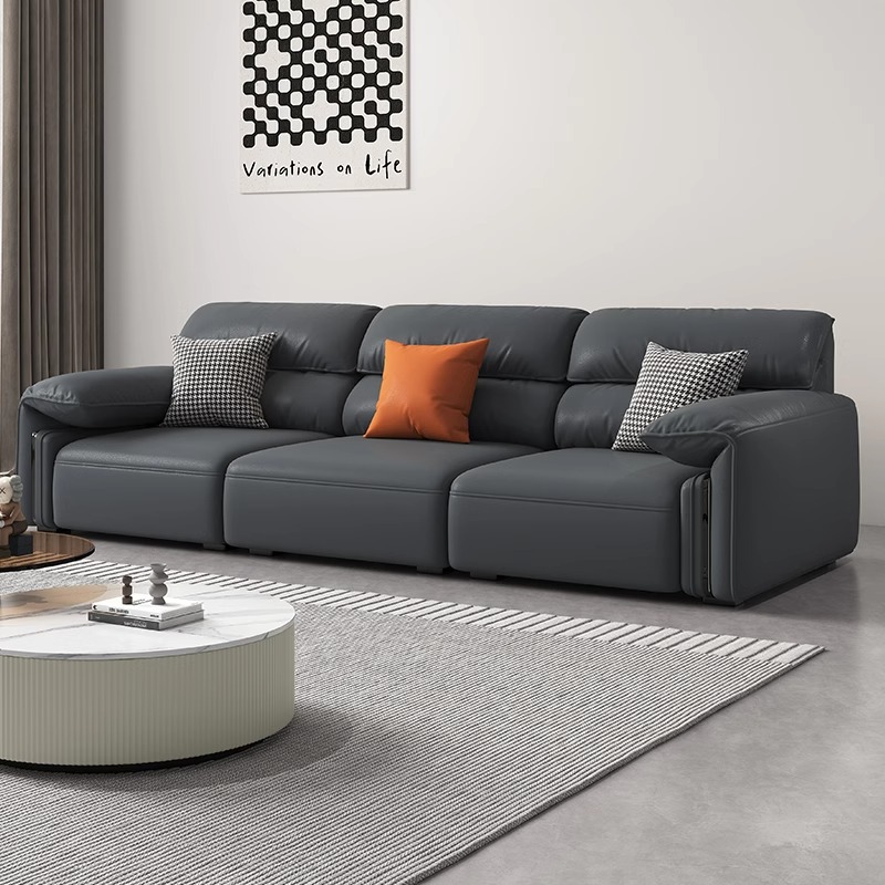 Italiano minimalista estilo MEDIADOS DE-antiguo sofá de cuero sala de estar primera capa de piel de vaca pequeño apartamento retro fila recta combinación de sofá de cuero