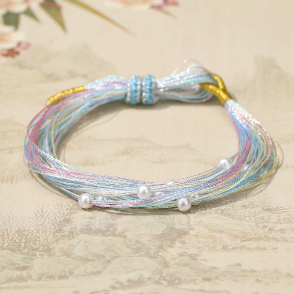 3. Blue and pink pearl bracelet