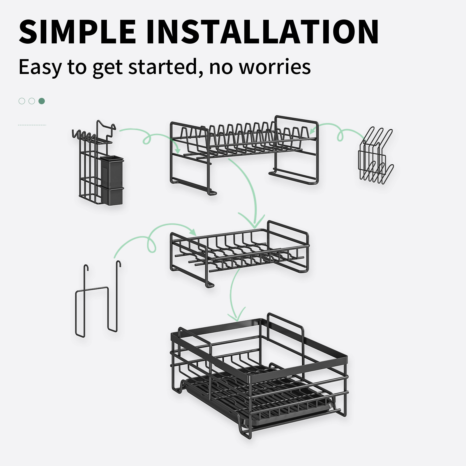 Estante de tazón de cocina de Amazon transfronterizo, encimera antioxidante para el hogar, estante para tazón de drenaje de doble capa, estante de almacenamiento de platos multifunción