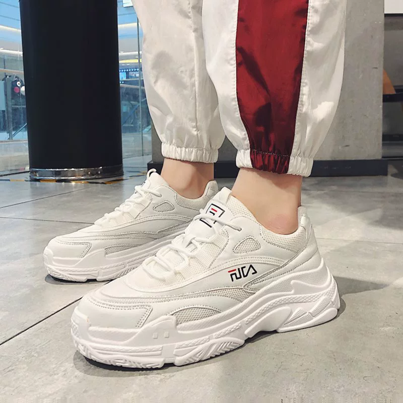 Men's summer breathable 2024 new trend versatile mesh sports and leisure dad thick sole heightening small white trendy shoes