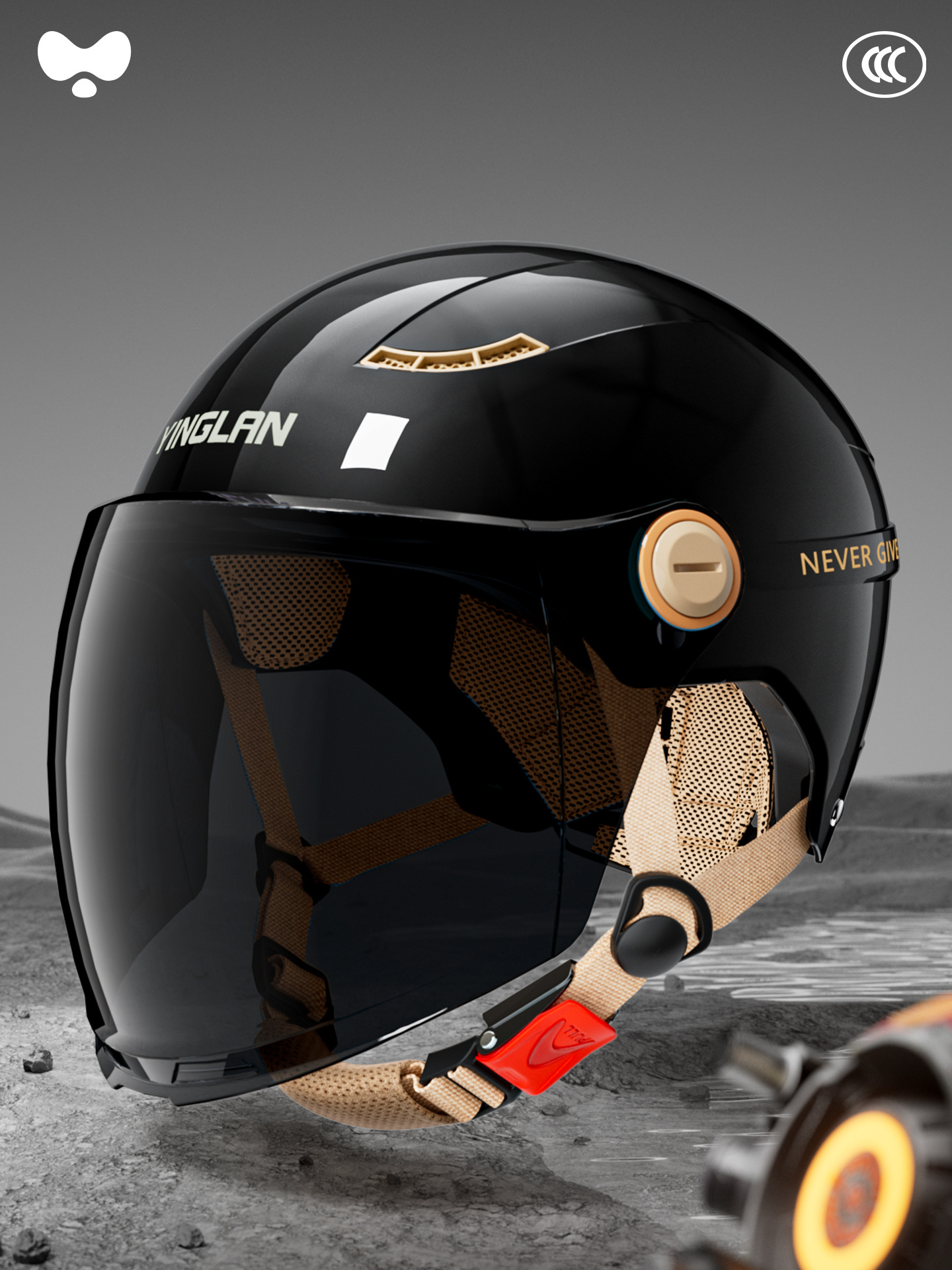Certified, Universal Motosiklet kaskı (dəbilqə) - 3c-single-lens-luxury-black-sunscreen-long-lens