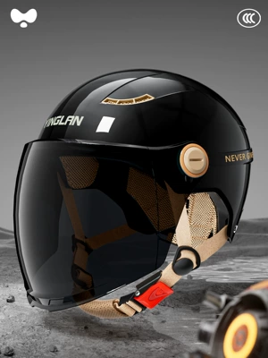 Helmet, Half Helmet, Motosiklet kaskı (dəbilqə) - 3c-single-lens-luxury-black-sunscreen-long-lens-one-size-fits-all