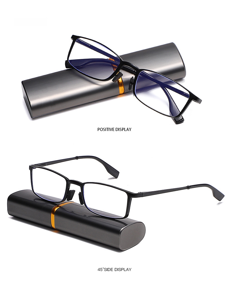 2023 Nuovo Export Metallo Full Frame Triangle Pen Cartridge Box Anti-luce blu per la generazione di specchi per anziani Gamba a molla per capelli Sguardi di lettura_voghion.com