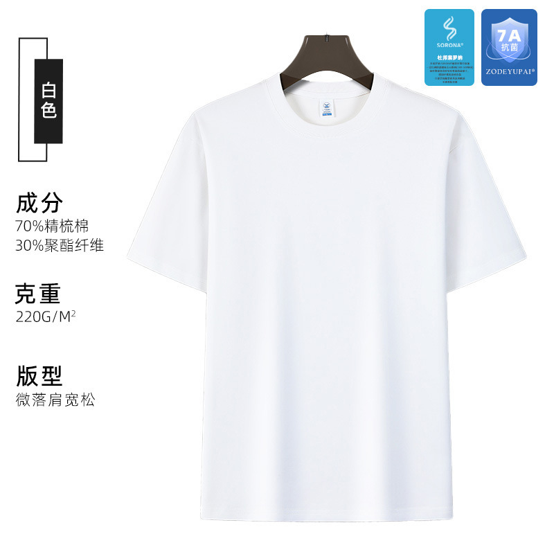 Camiseta Cultural de Manga Corta Antibacteriana Sorona 7A con Estampados y Bordados, Cuello Redondo, Ropa de Trabajo, Impresión de Logotipo Personalizado