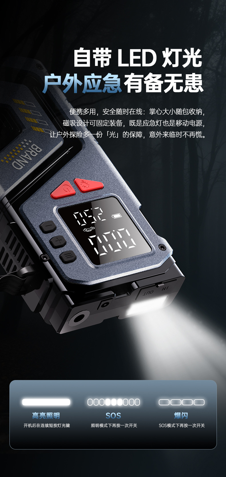 Wireless Car Air Pump, Air Pump, Emergency Starting Power Supply, All-In-One Machine, Ignition and Power Bank, Tire Pressure Monitoring