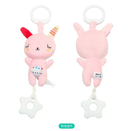 Baby multifunctional bear and rabbit teether pendant plush movement sound music toy baby car hanging bed hanging
