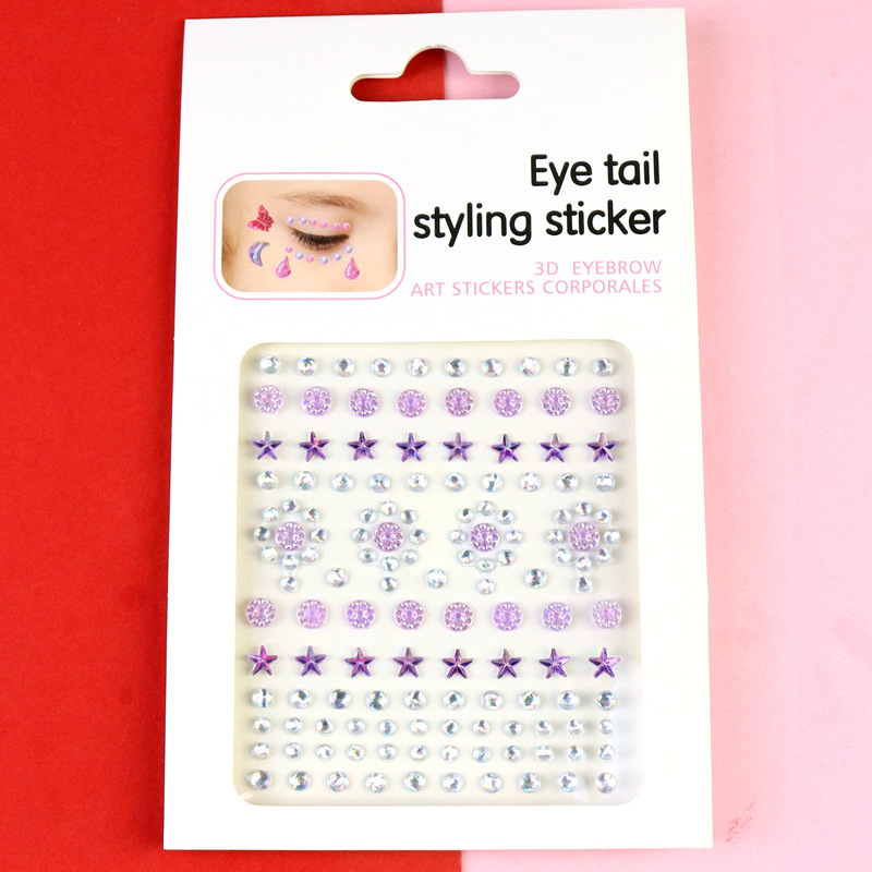 Transfronterizo AB diamantes coloridos joyas de maquillaje de ojos maquillaje facial pegatinas de diamante para niños espectáculo de escenario pegatinas faciales pegatinas de cristal perlas