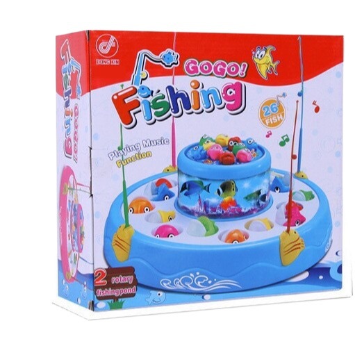 Jugar casa juguete eléctrico doble pesca magnética luz música eléctrica traje de disco de pesca rompecabezas de la educación temprana