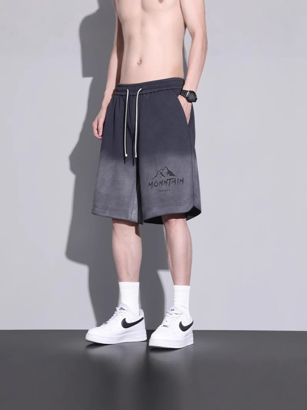 カジュアルパンツ男性大サイズ300斤夏の薄いファッションブランド運動中ズボンアメリカグラデーション外着5分ズボン|undefined