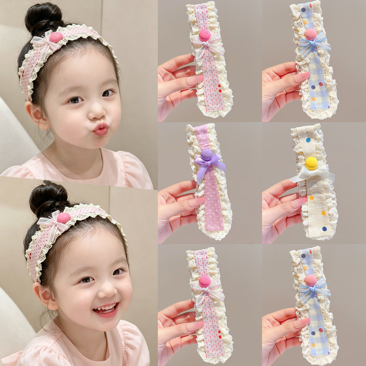Children's Sweet Wide-Brimmed Magic Tape Baby Forehead Bangs Hair Organizer Magic Tool for Girls Hair Patch Hairband Hair Accessory
