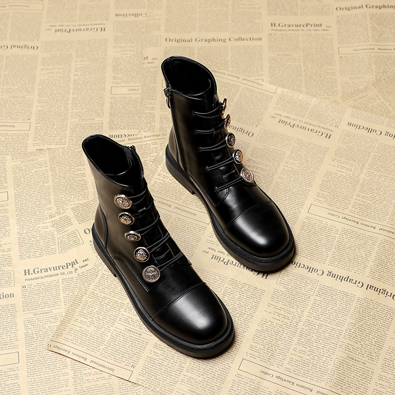 Женские ботинки Martin 2025: Новинка осенне-зимней коллекции, женская обувь с плюшевой подкладкой, на плоской подошве, в британском стиле, весенне-осенние ботинки, короткие ботинки из натуральной кожи для женщин.