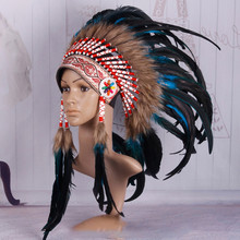 印第安人頭飾頭箍羽毛頭飾野人酋長發飾頭戴舞台表演攝影走秀道具