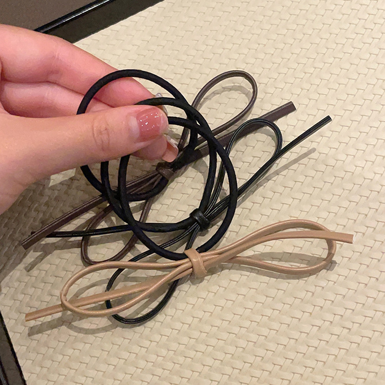 Fascia per capelli con fiocco a farfalla semplice in stile coreano, elastica alta per donna, con testa a palla, in gomma, per capelli, coda di cavallo, artefatto_voghion.com
