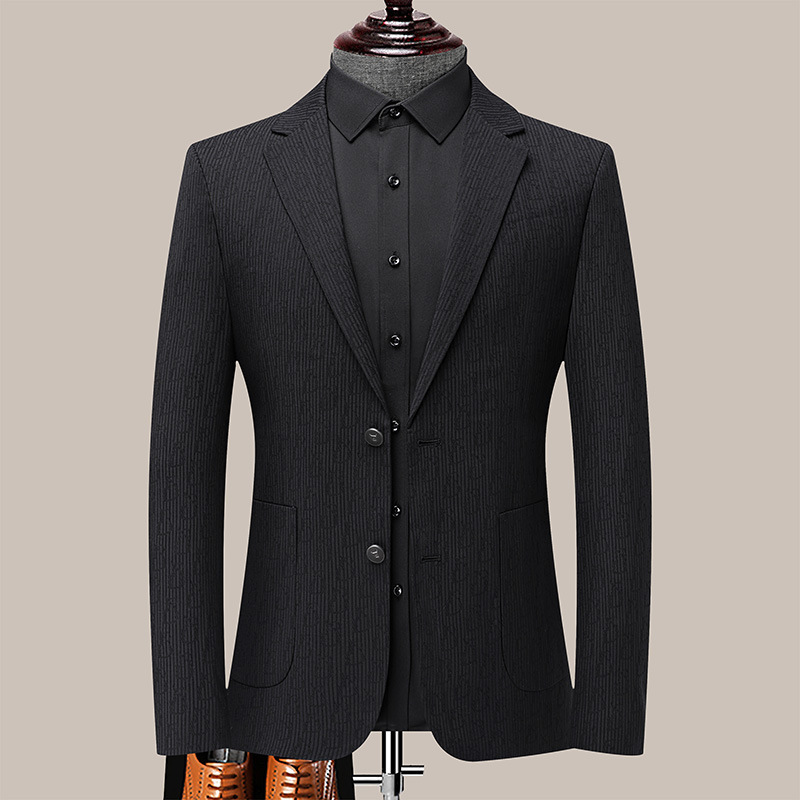 genuine goods Wool Texed Single-Western Professional Jacket Men's Spring and Autumn Casual Middle-aged Business Casual Iron-free Slim-fit Suit