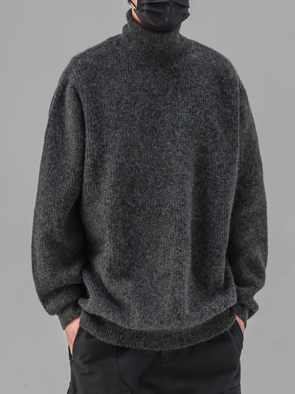 Men's winter universal solid color keep warm Japanese retro woolen…