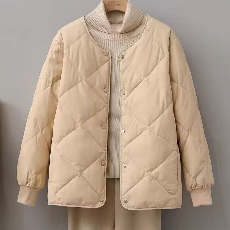 短款羽绒棉服女2025年新款秋冬季小个子轻薄百搭宽松菱格棉袄外套|undefined