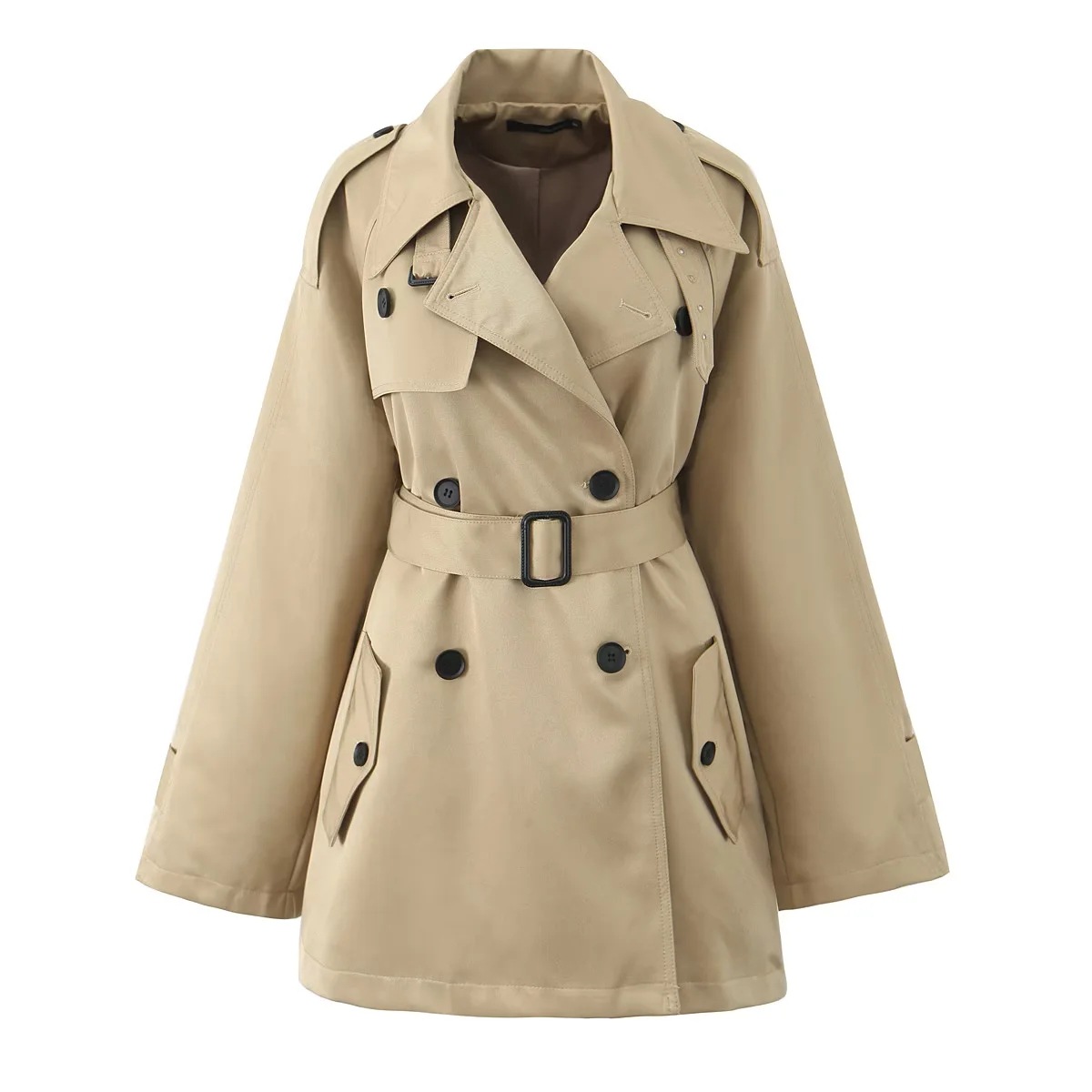 Khaki autumn trench coat