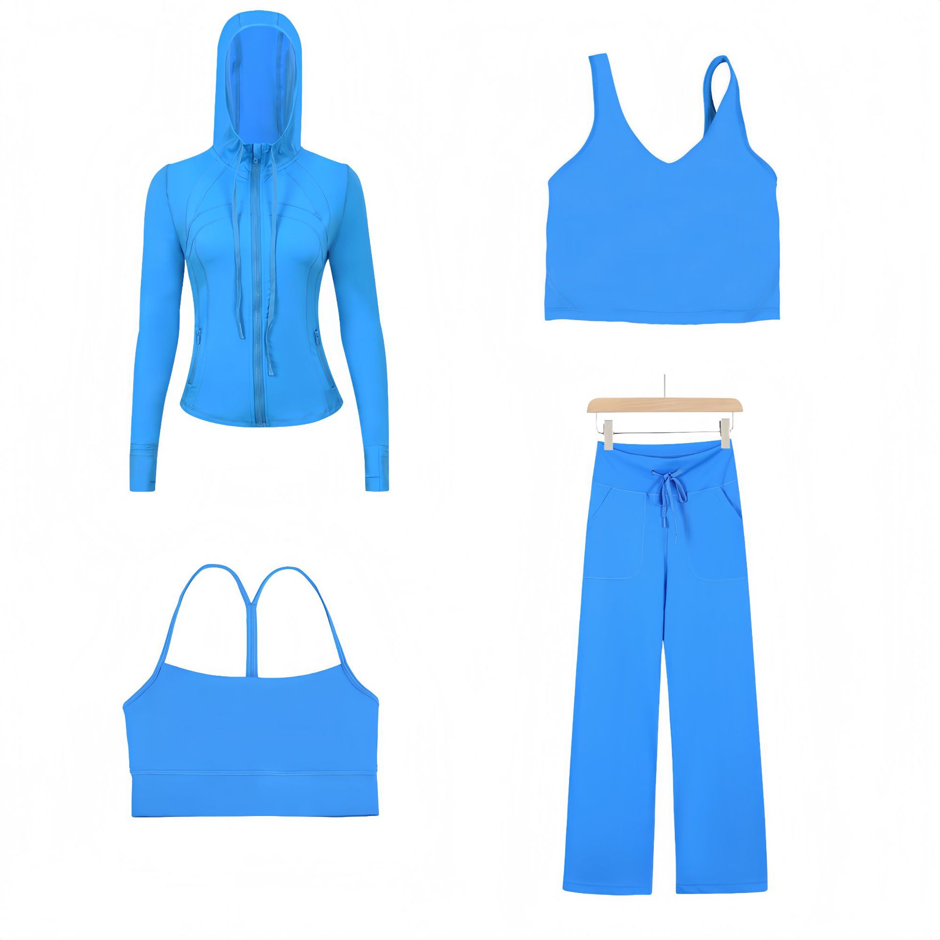 Dames sportset 4-delig slim fit met capuchon jack en broek_voghion.com