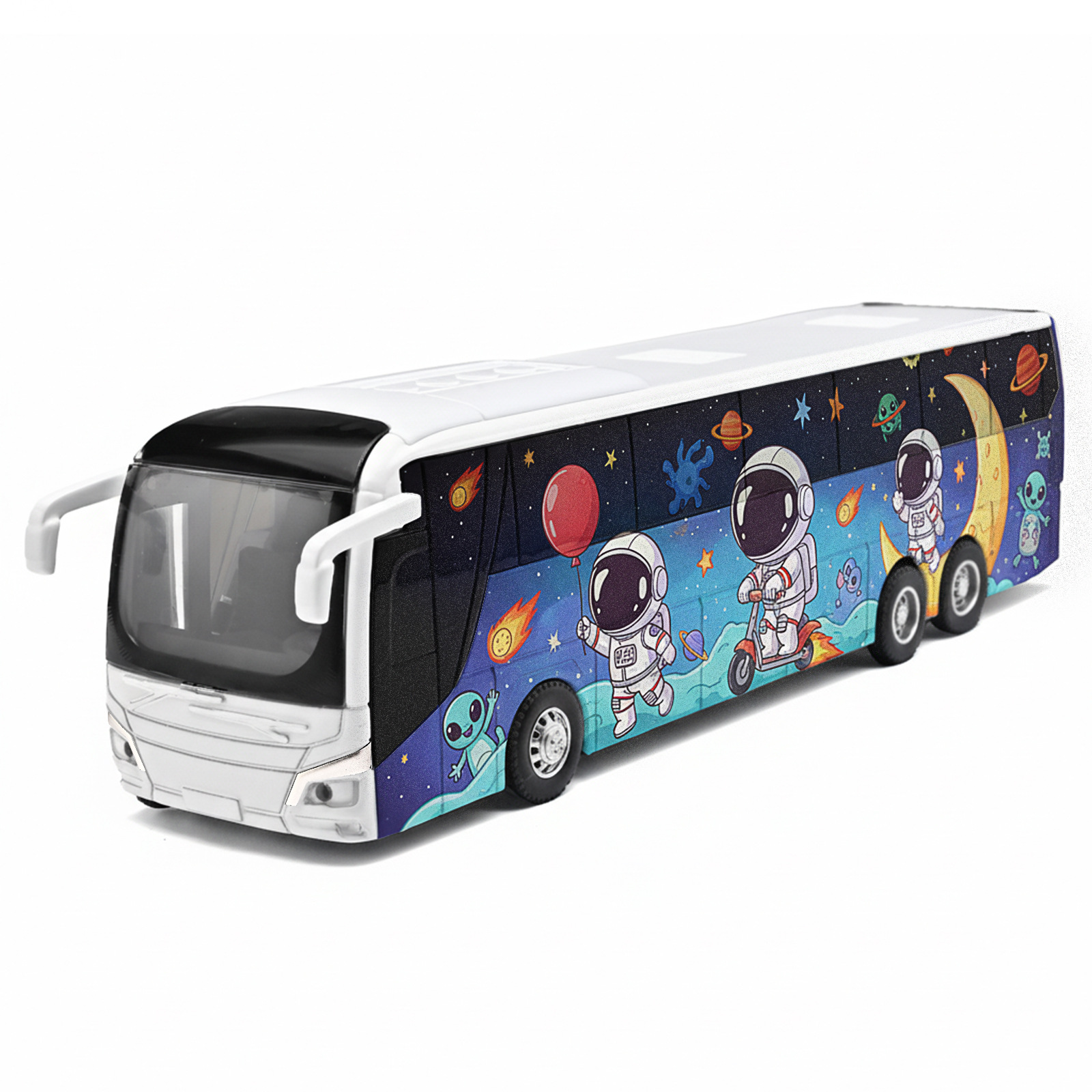 Autobús turístico de pasajeros personalizado de aleación autobús urbano de retorno de sonido y luz más puertas abiertas juguetes para niños ventas transfronterizas calientes image 5