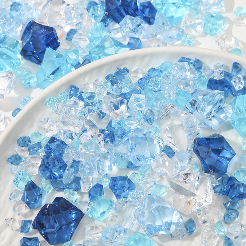 Acrylic artificial ice cube accessories, crushed ice rocks, colorful stones for aquariums, fish tanks, and vase landscaping decorations