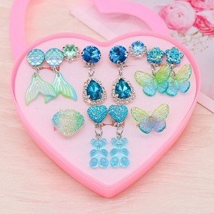 New children's earrings non-pierced girls' earrings little girl's cartoon ear clip ring suit cross-border hot sale
