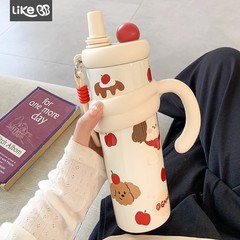 可爱保温杯女生大容量水杯女新款2025高颜值便携双饮泡茶冰霸杯子