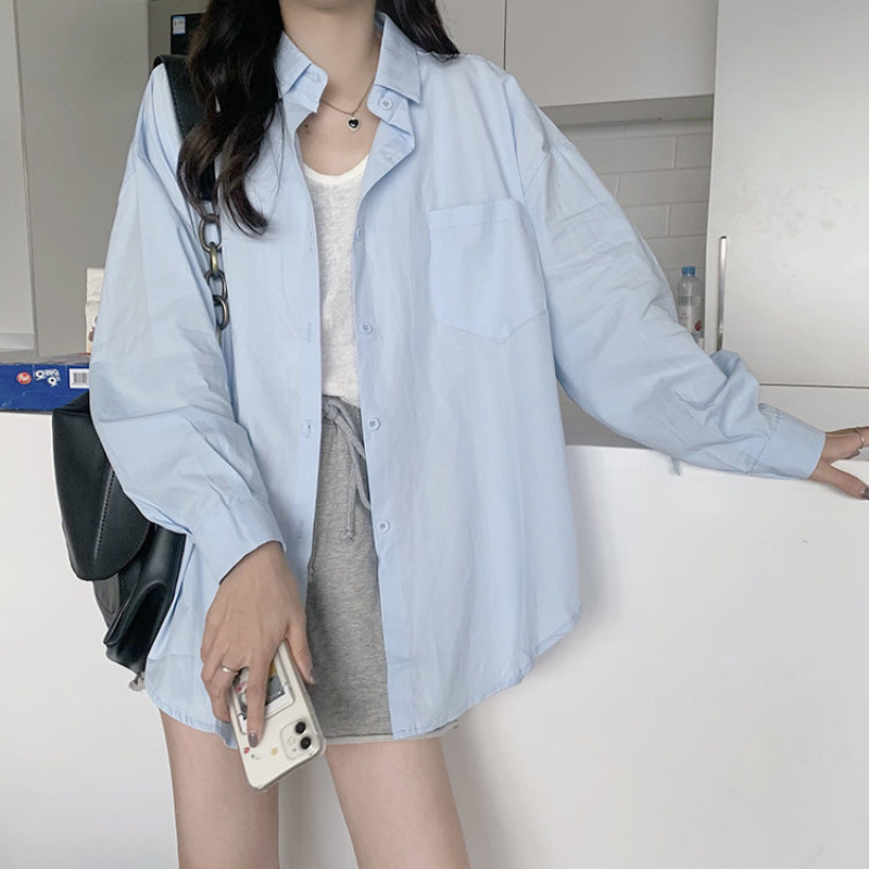 2025春季新款衬衫女学生韩版宽松潮长袖百搭外套设计感衬衣上衣女|undefined