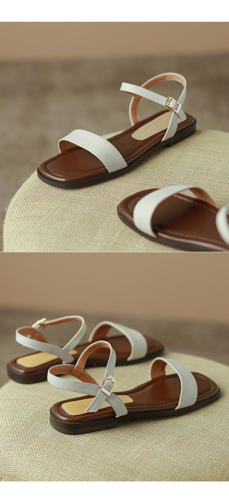 Sandal nữ quai ngang đế bệt hở mũi khóa gài đơn giản — Màu đen chi tiết 9