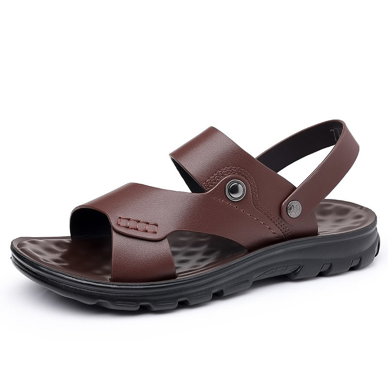 Dép sandal nam quai hở thoáng khí chống trượt đi biển cỡ lớn — S7777 nâu, S7777 đen