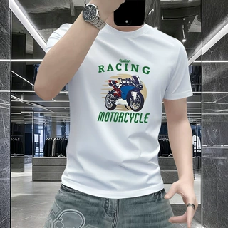 轻奢欧潮男士短袖圆领t恤时尚百搭修身型欧货立体滴胶工艺夏季
