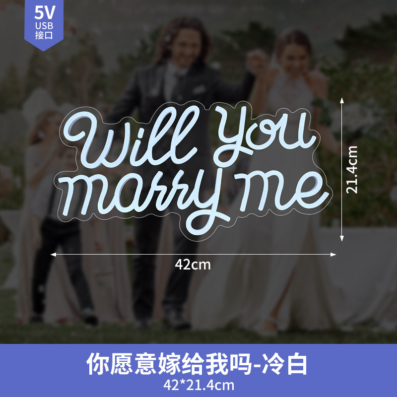 marryme求婚灯牌婚礼亚克力字母霓虹灯定制创意室内led装饰氛围灯|undefined