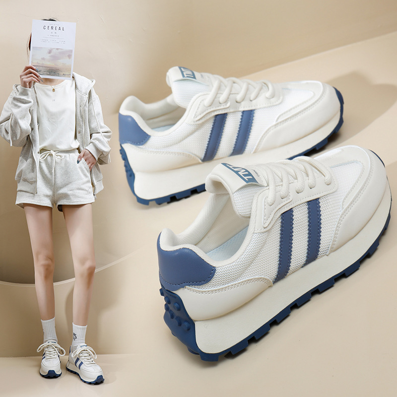 Women's Dad Shoes 2025 Spring and Summer Mesh Breathable Sneakers Korean Style Student Thick-Soled Casual Trendy Shoes