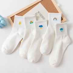 Weather Socks Female Crew Socks Japanese Cute Rainbow Cotton Women's Socks Korean Style White Series Student Sports Socks Wholesale