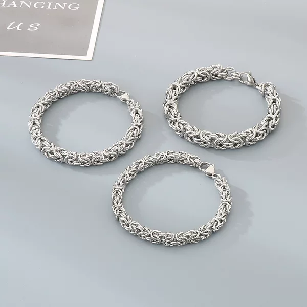 European and American Simple Titanium Steel Byzantine Bracelet Thick Chain Non-Fading Handmade Circle Chain Fashion Stylish Trendy Round Chain