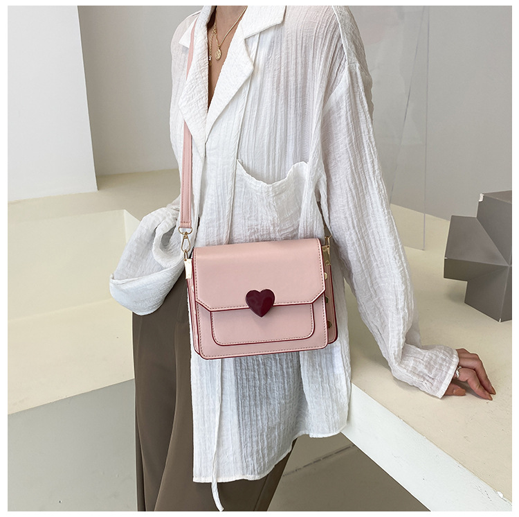 448g Weight Magnetic Buckle Closure Type Single Shoulder Strap Strap Type Crossbody Bag Bags Type Shopping Occasion Pu Leather Material Solid Color Pattern All Seasons Season Women's Gender Streetwear Style Square Shape Medium Size Women's Medium Pu Leather Heart Shape Solid Color Streetwear Square Magnetic Buckle Crossbody Bag 7