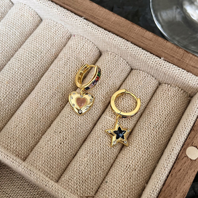 Opal único asimétrico estrella encantadora pendientes hembra 2023 moda luz lujo nicho diseño pendientes de alto grado