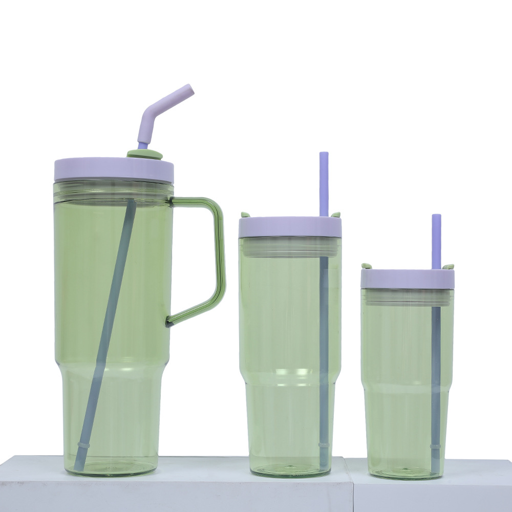 Taza de coche de comercio exterior transfronteriza de 40oz Taza de plástico gigante Juego de tres piezas con pajita Taza de agua de gran capacidad y alto valor