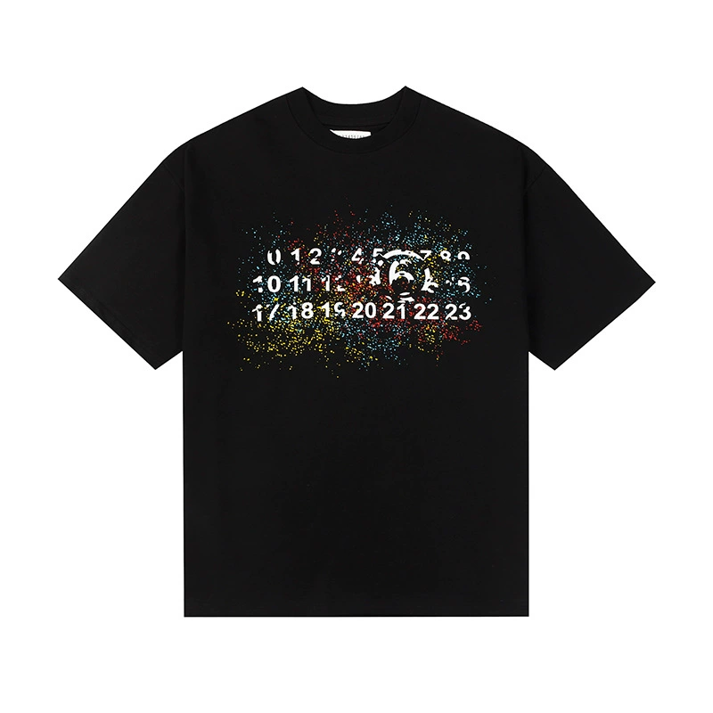 Maison Margiela 24SS коллекция MM6 цифровой узор круглый вырез мужской и женский модный бренд укороченный рукав футболка серия