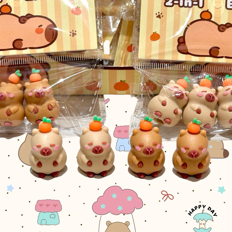 Cute Cape Set de lápices Borrador Nuevo lápiz Protección para estudiantes de escuela primaria Artículos de papelería de aprendizaje Regalos navideños