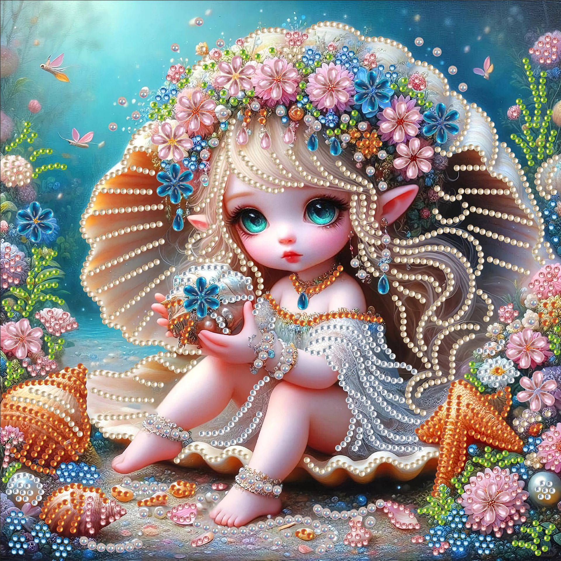 Pintura de Diamantes 5D con Forma Irregular de Princesa de Fantasía, Pintura de Diamantes DIY, Pintura de Diamantes con Puntos de Cristal, 30×30