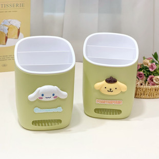 Cute Kitchen Cartoon Chopsticks Holder Melody Desktop Pen Holder Multifunctional Spoon Chopsticks Rack Draining Cage Tableware Storage Holder