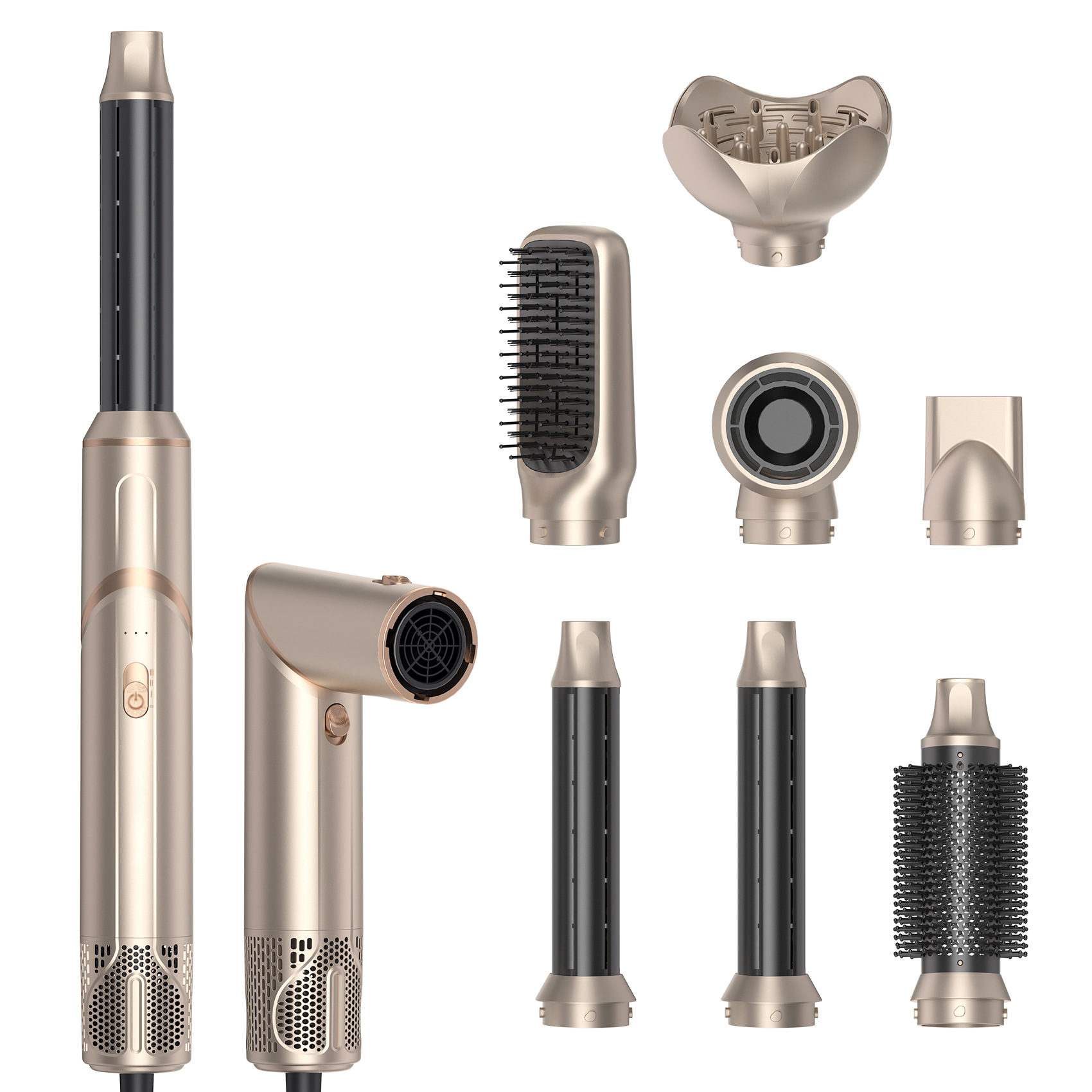 New Cross-Border Multifunctional Hot Air Comb Folding High-Speed Hair Dryer Noise Reduction Hair Styling Hair Dryer Curling Wand