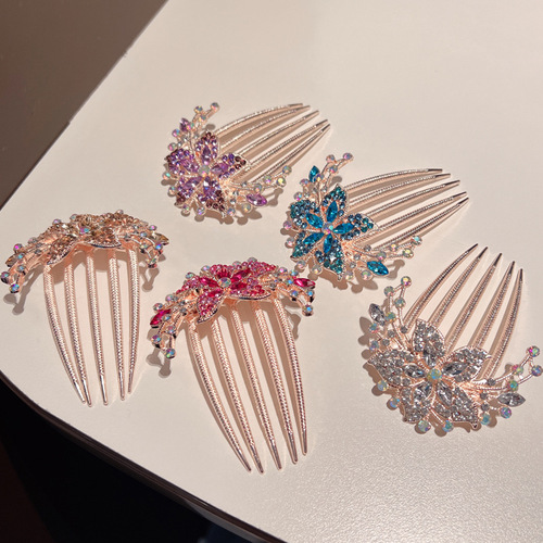 Korean style alloy rhinestone hair comb, elegant women's antique-style high-end hair comb, hairpin hairpin accessories