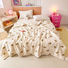 一件代发薇玛仕新款类全棉双层皱皱纱印花款大豆夏凉被空调被网红