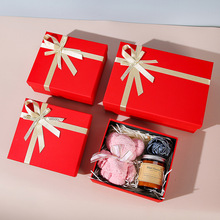 情人节红色蝴蝶结礼盒伴娘伴手礼空盒高级感结婚化妆品香水包装盒