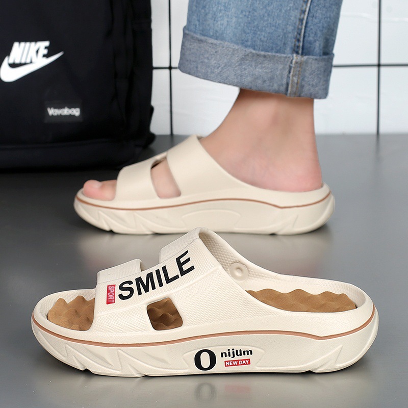 Zapatillas de hombre 2025 verano nuevo estilo casero masaje de pies estilo pareja suela blanda deportes sandalias y zapatillas de playa transfronterizas