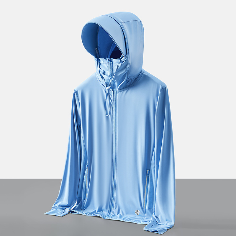 Ropa de piel de seda de hielo banana bottom mismo estilo verano con ropa de ala para hombres y mujeres ropa de protección solar de protección UV transpirable ligera